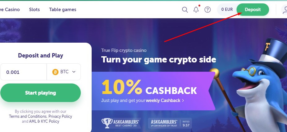Deposit on TrueFlip.io, How to deposit on TrueFlip.io in 2022