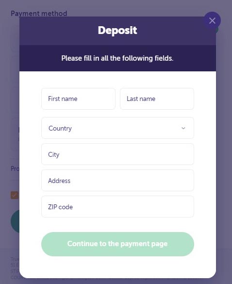 Deposit on TrueFlip.io